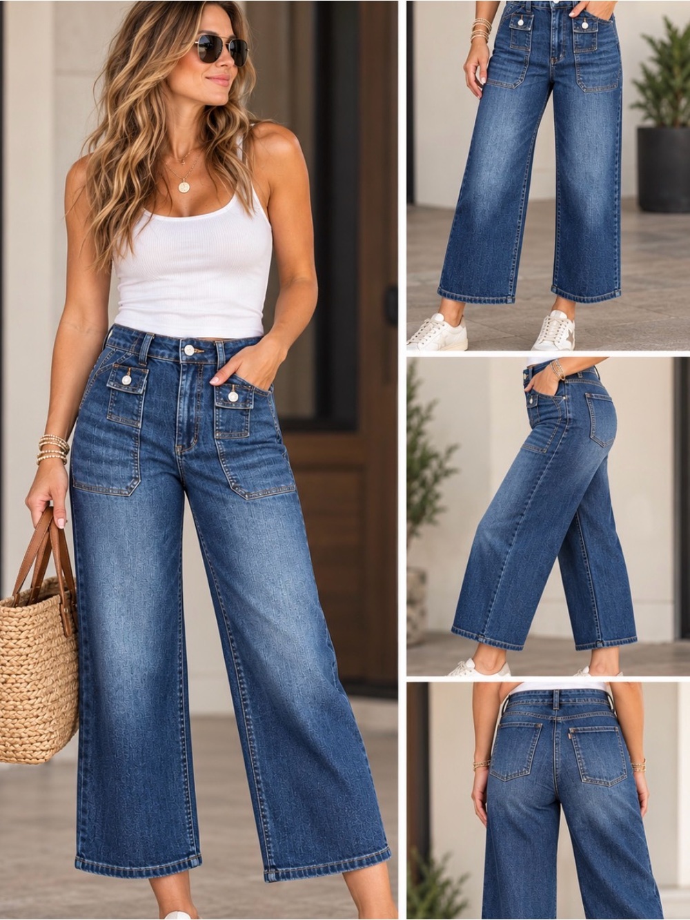 NWOT Wide-Leg Women's Jeans in Dark Blue (130)